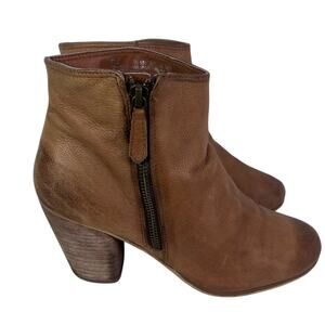 BP Trolley Boots Womens 9M Brown Block Heel Distressed Boho Leather Zip Boho